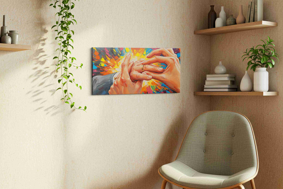 Eternal Vows Ablaze romance canvas print in a living room scene