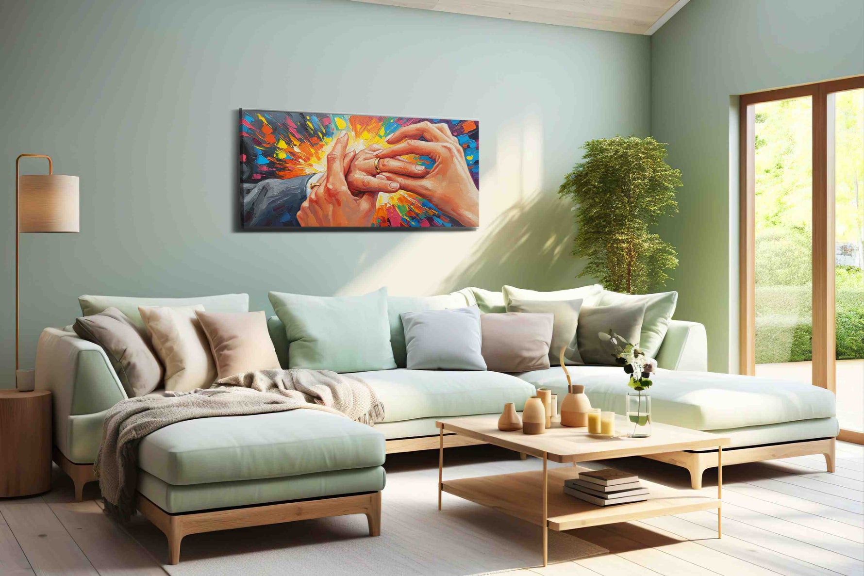 Eternal Vows Ablaze romance canvas print, hanging on wall