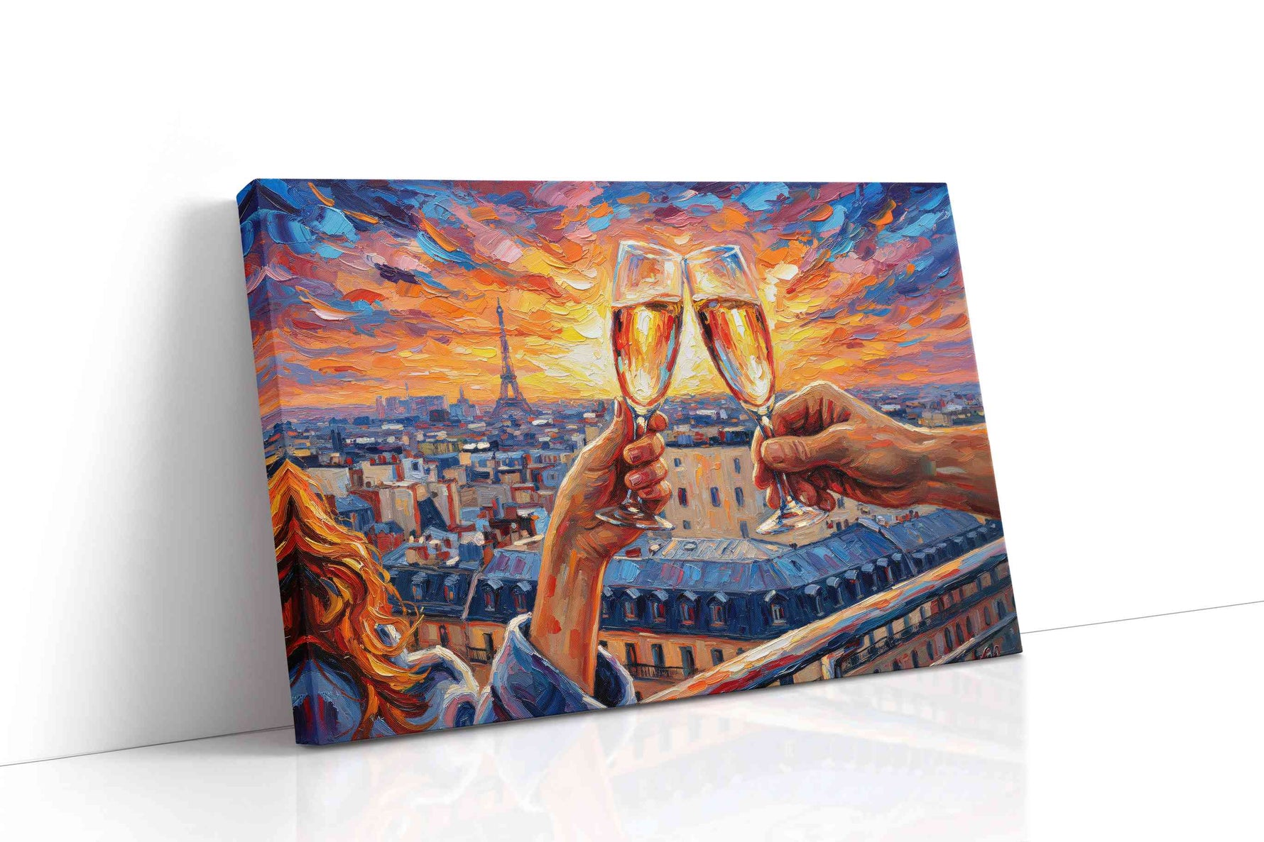 Euphoric Parisian Toast romance canvas print gallery-wrapped landscape canvas studio shot