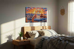 Euphoric Parisian Toast romance canvas print, displayed in a bedroom