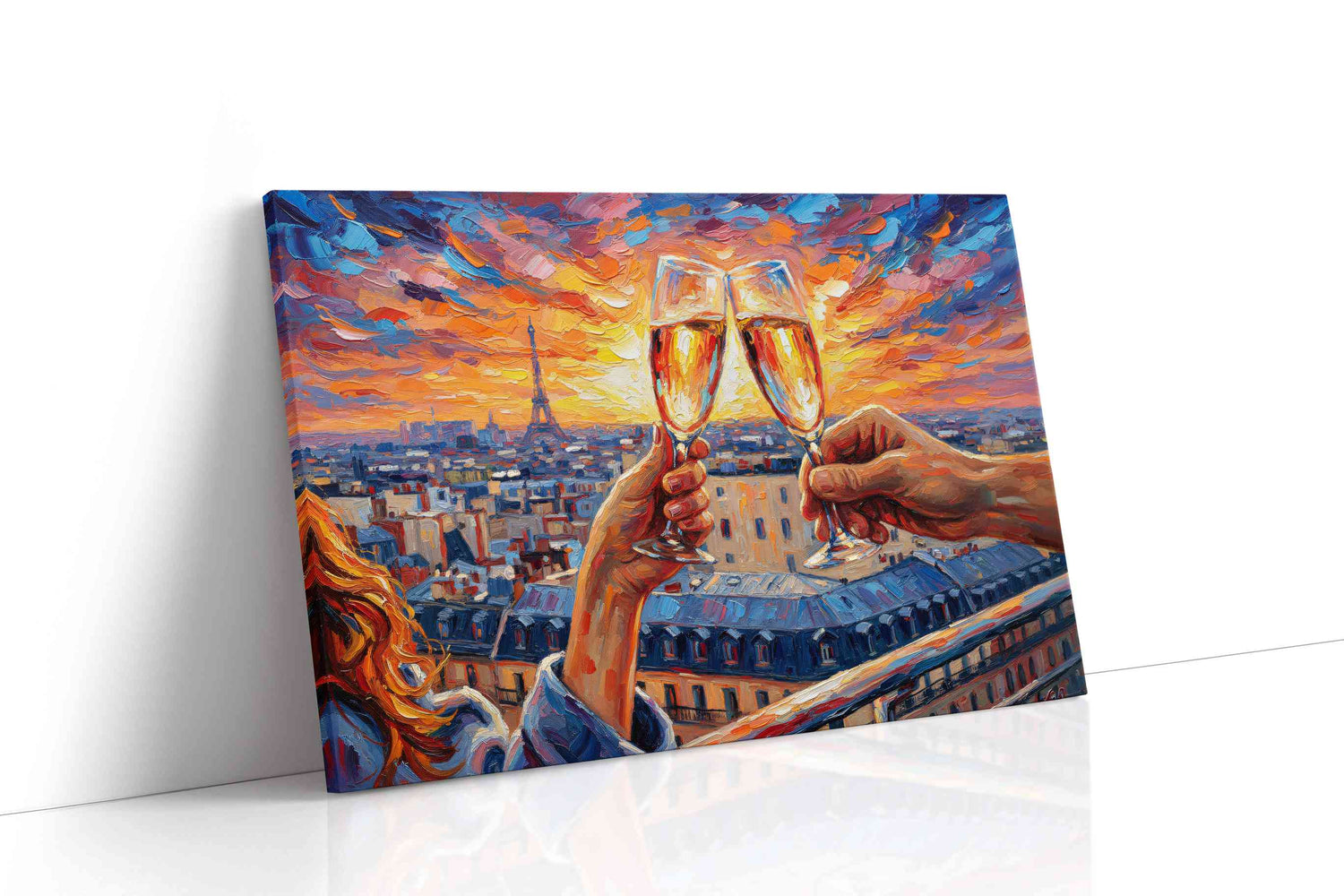 Euphoric Parisian Toast romance canvas print, gallery-wrapped, ready to hang