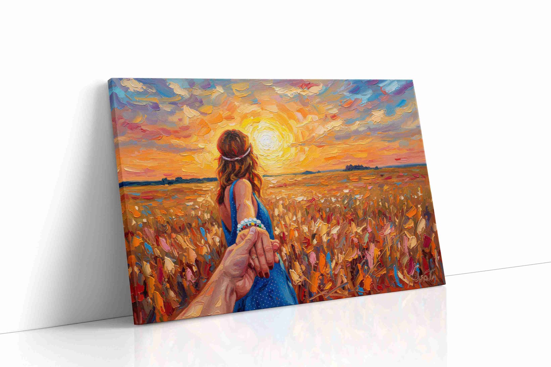 Guided by the Sunset romance canvas print, gallery-wrapped, ready to hang