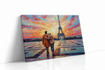 Parisian Sunset Stroll romance canvas print, gallery-wrapped, ready to hang