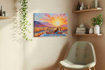 Sunset Drive Embrace romance canvas print in a living room scene