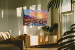 Sunset Drive Embrace romance canvas print, on wall, lifestyle preview
