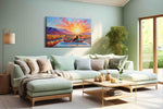 Sunset Drive Embrace romance canvas print, hanging on wall