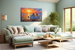 Sunset Serenade romance canvas print, hanging on wall