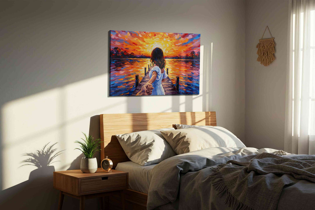 Sunset Serenade at the Pier – romance canvas wall art, gallery-wrapped, ready to hang