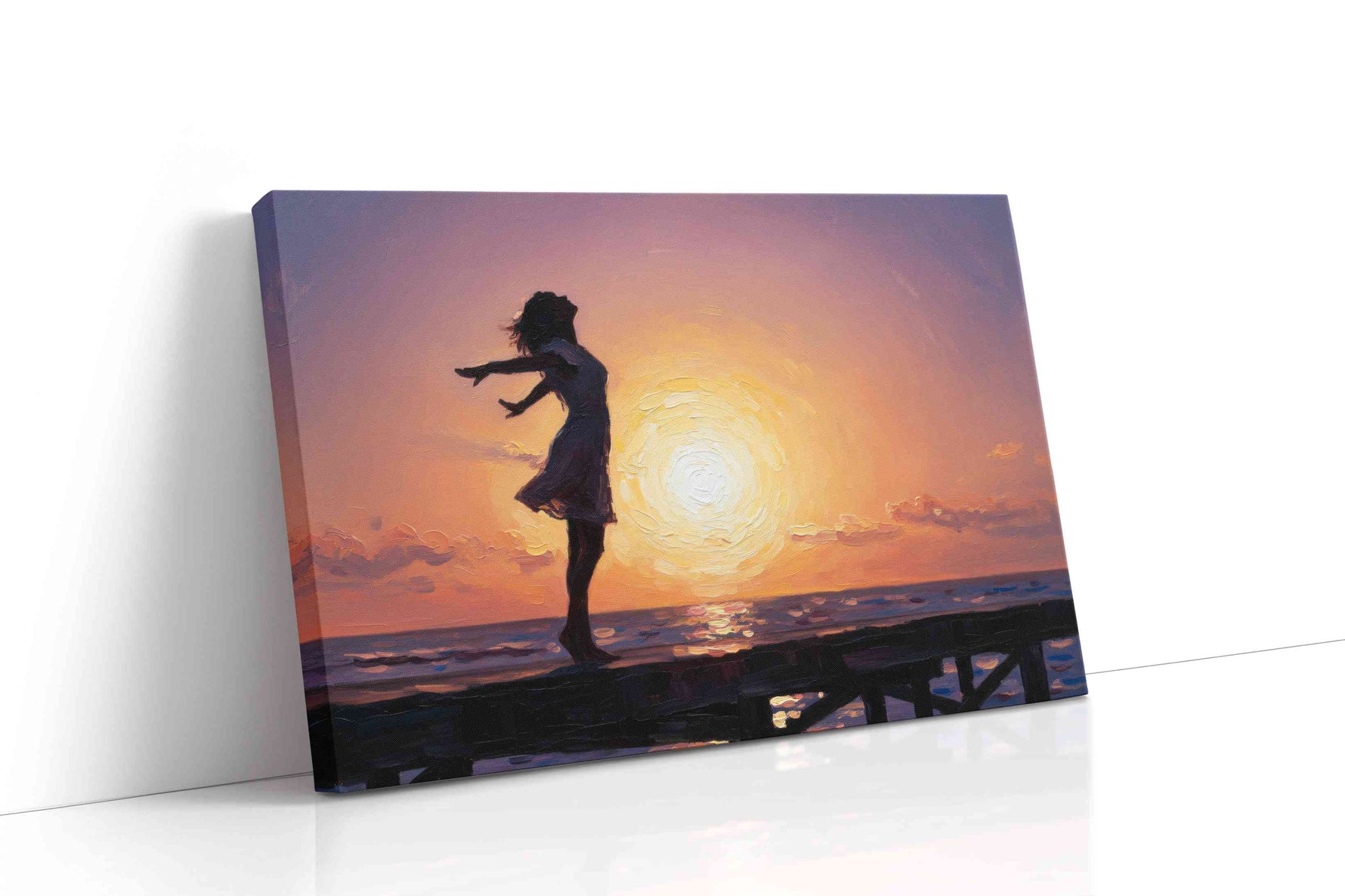Sunset Serenity Dance beach canvas print, gallery-wrapped, ready to hang