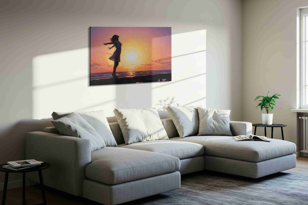 Sunset Serenity Dance – beach canvas wall art, gallery-wrapped, ready to hang