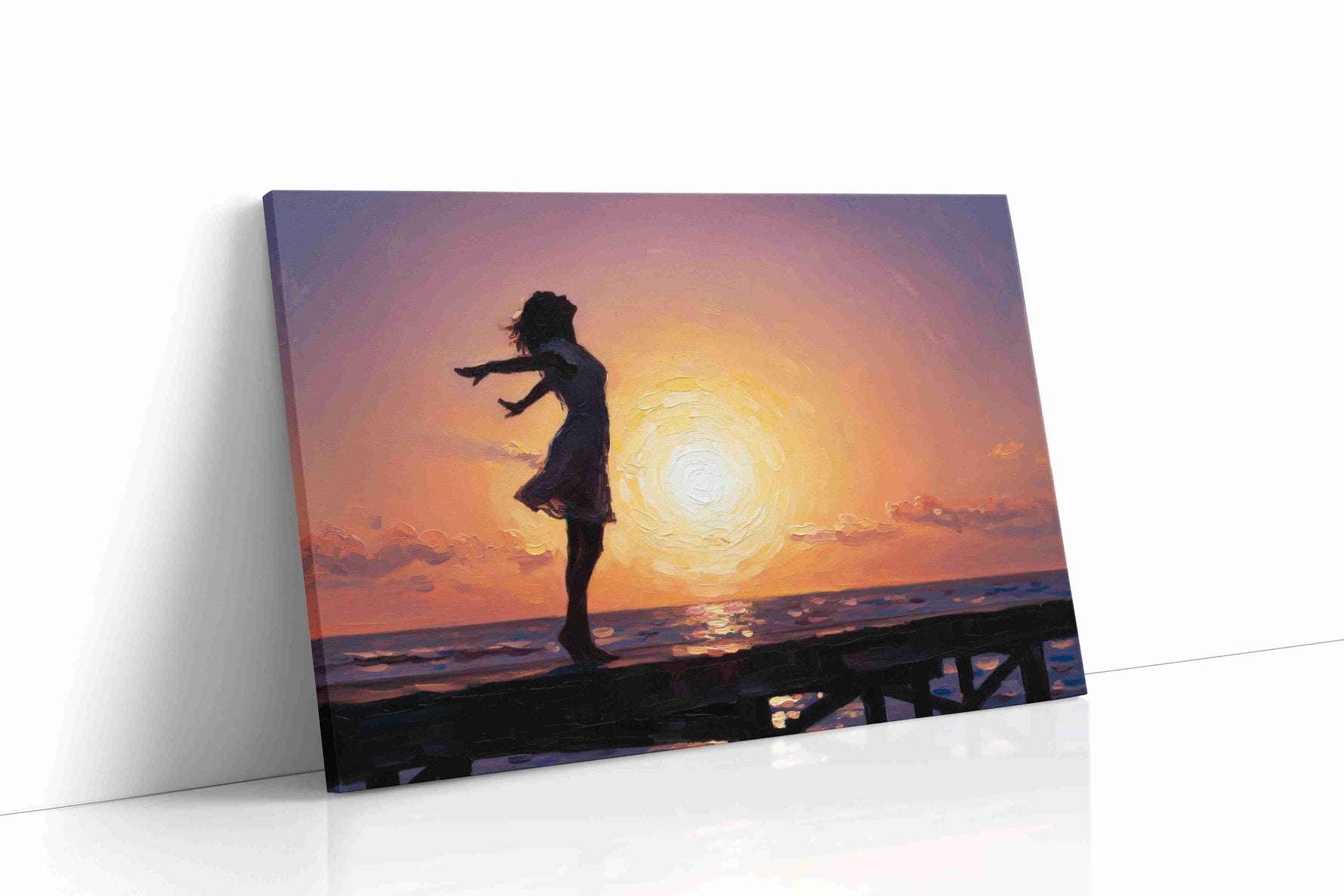 Sunset Serenity Dance beach canvas print gallery-wrapped landscape canvas studio shot