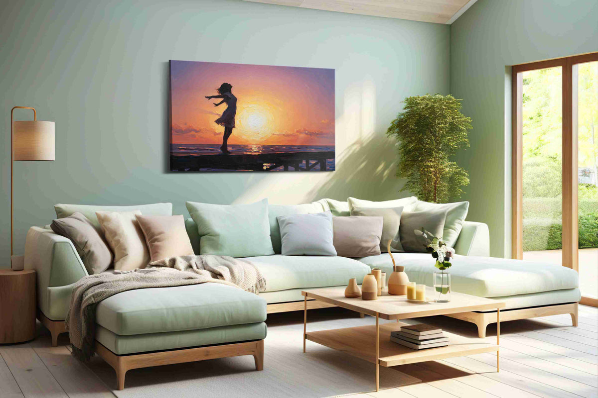 Sunset Serenity Dance beach canvas print, hanging on wall
