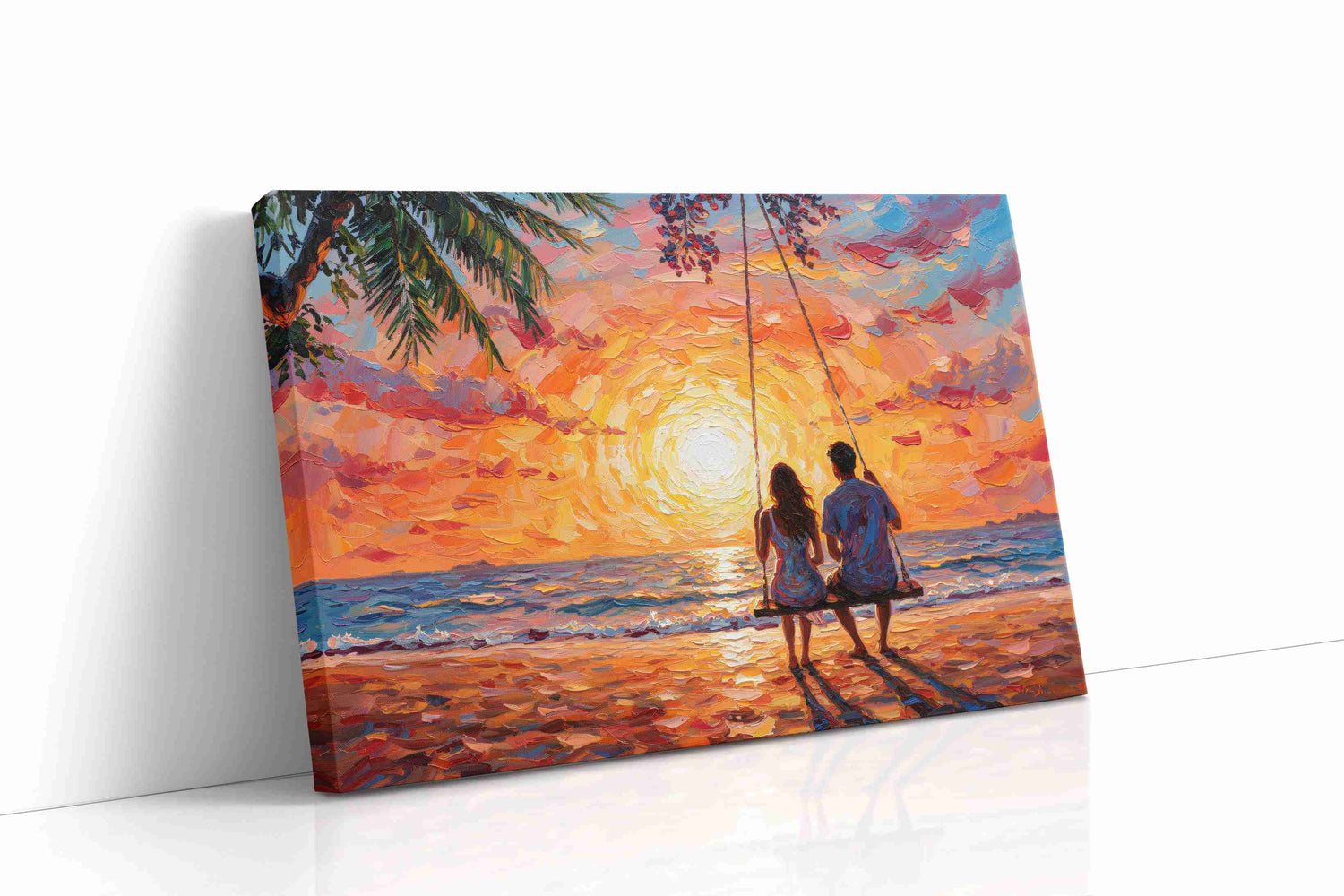 Sunset Serenity Swing romance canvas print, gallery-wrapped, ready to hang