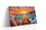 Sunset Toast by the Sea romance canvas print, gallery-wrapped, ready to hang