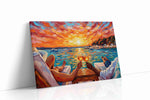 Sunset Toast by the Sea romance canvas print gallery-wrapped landscape canvas studio shot