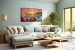 Sunset Toast by the Sea romance canvas print, hanging on wall