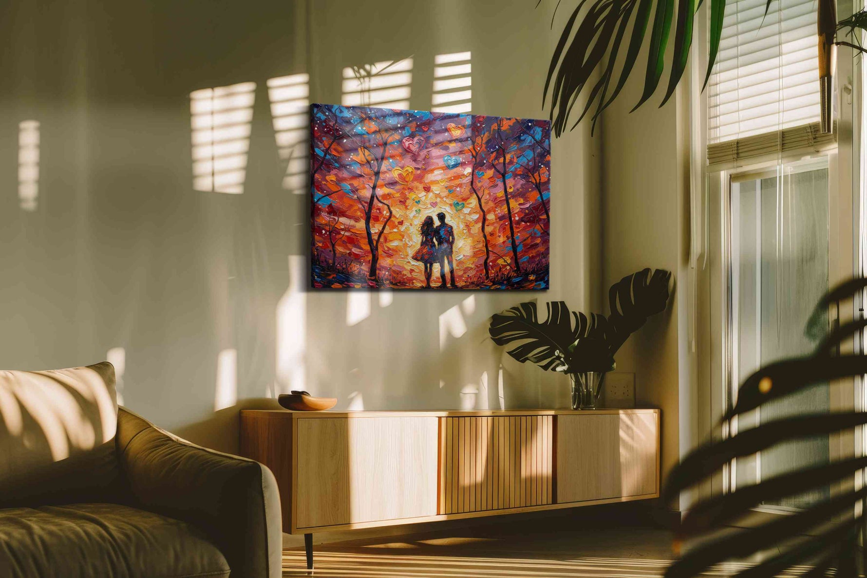 Whimsical Heartbeat romance canvas print, on wall, lifestyle preview