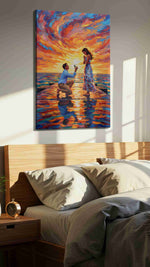 Whirlwind of Love romance canvas print, displayed in a bedroom