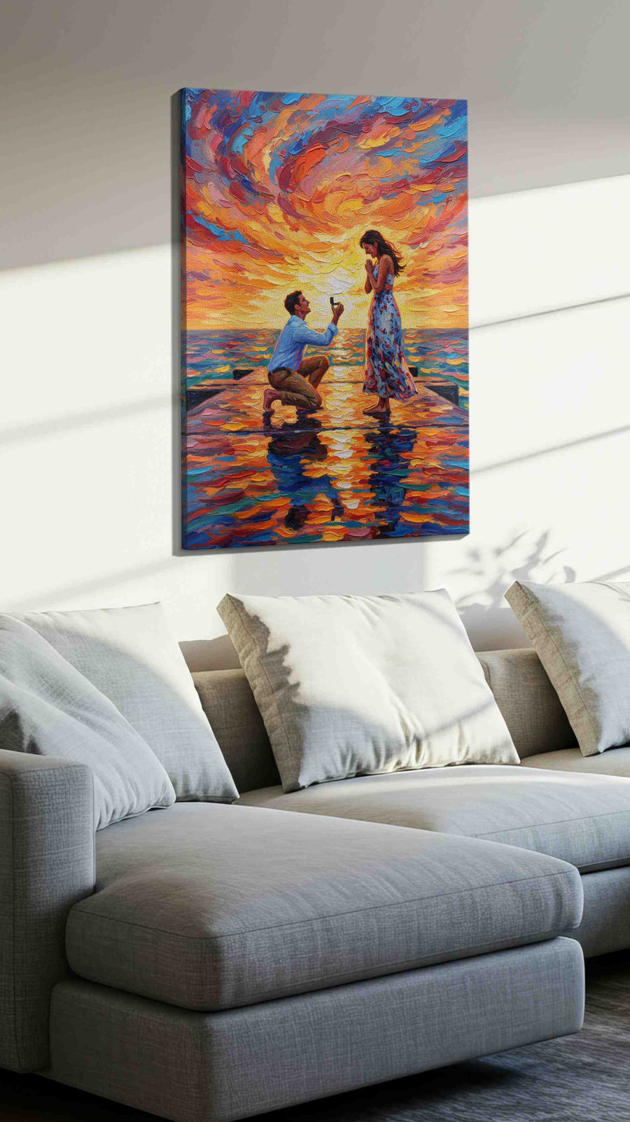 Whirlwind of Love romance canvas print, displayed in a living room