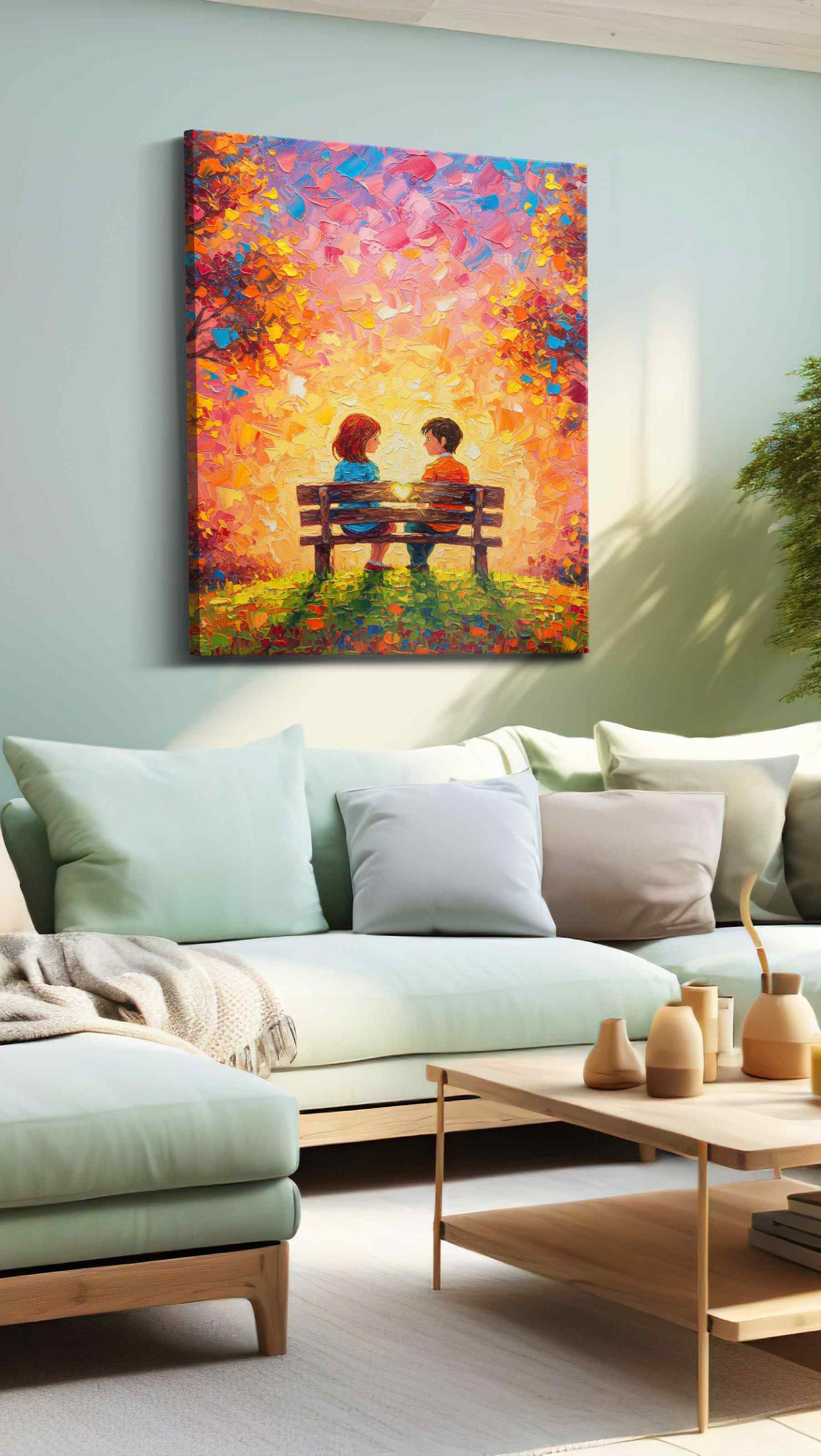 Whispers of Sunset Romance romance canvas print shown in a wall scene