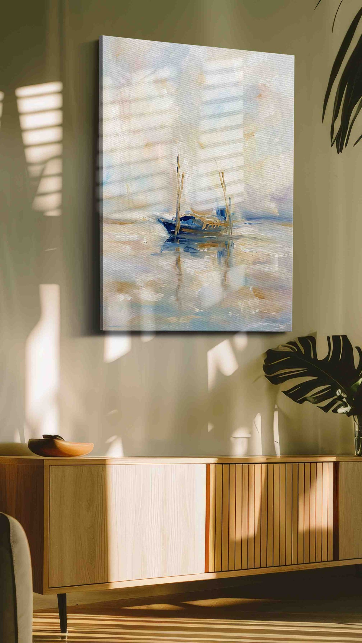 Sailing Through Serenity landscape canvas print in a hung canvas mockup