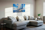 Sailing Under the Sunlit Sky sailing canvas print, displayed in a living room