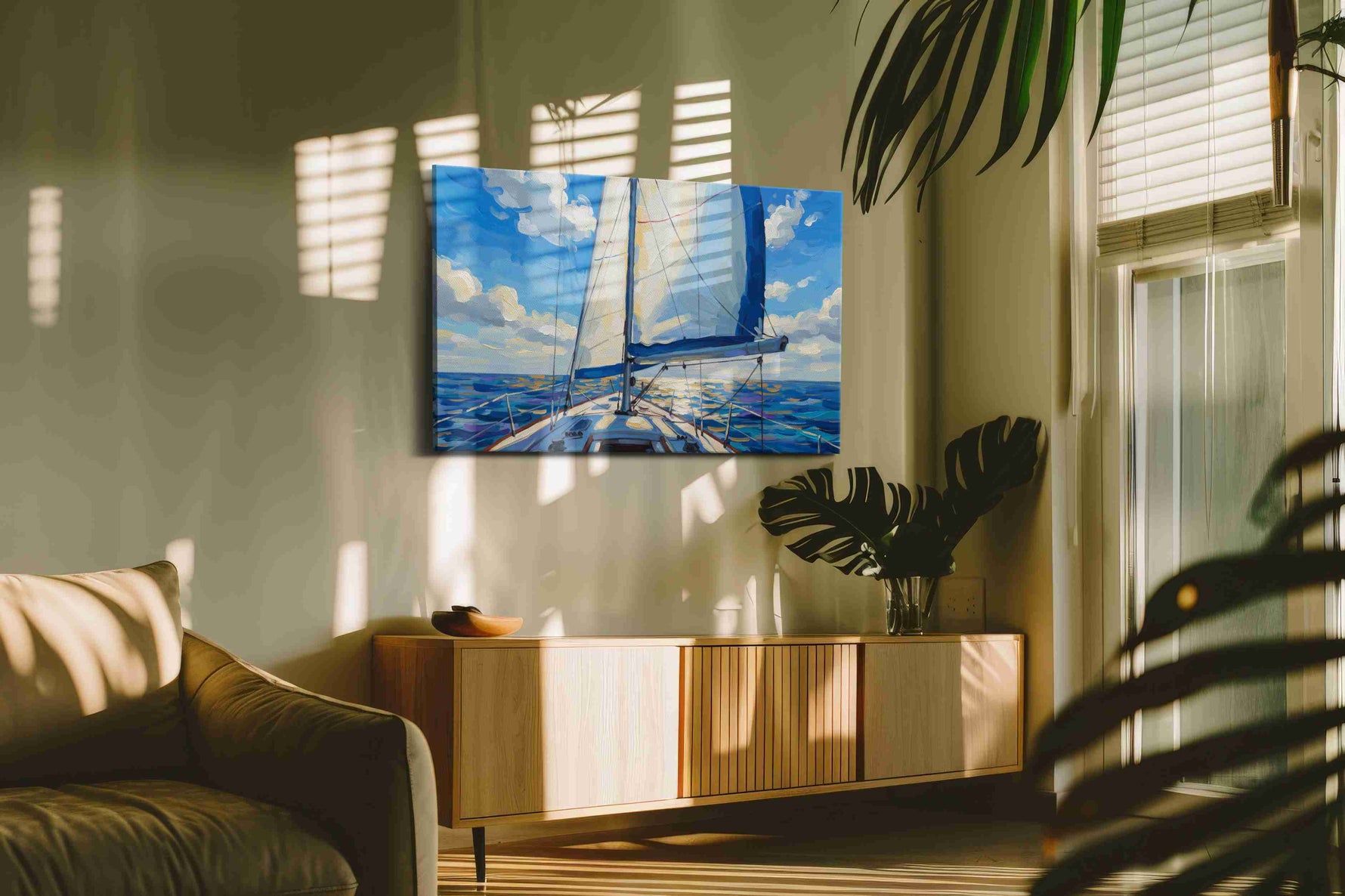 Sailing Under the Sunlit Sky – sailing canvas wall art, gallery-wrapped, ready to hang