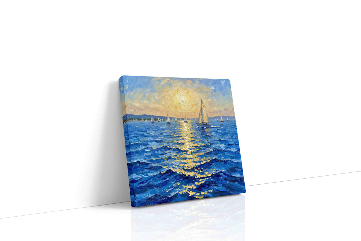 Sailing into the Golden Horizon sailing canvas print, gallery-wrapped, ready to hang