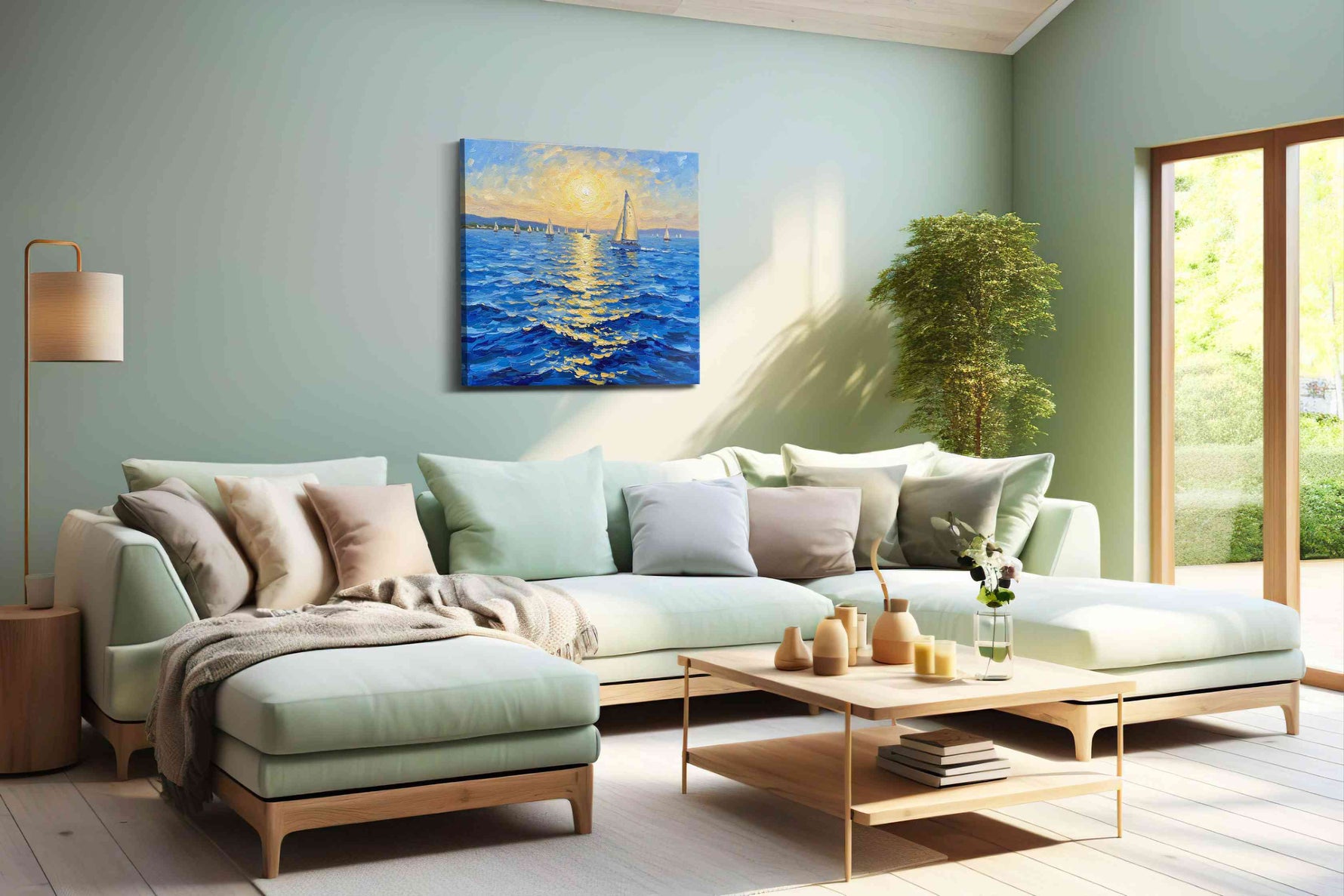 Sailing into the Golden Horizon – sailing canvas wall art, gallery-wrapped, ready to hang