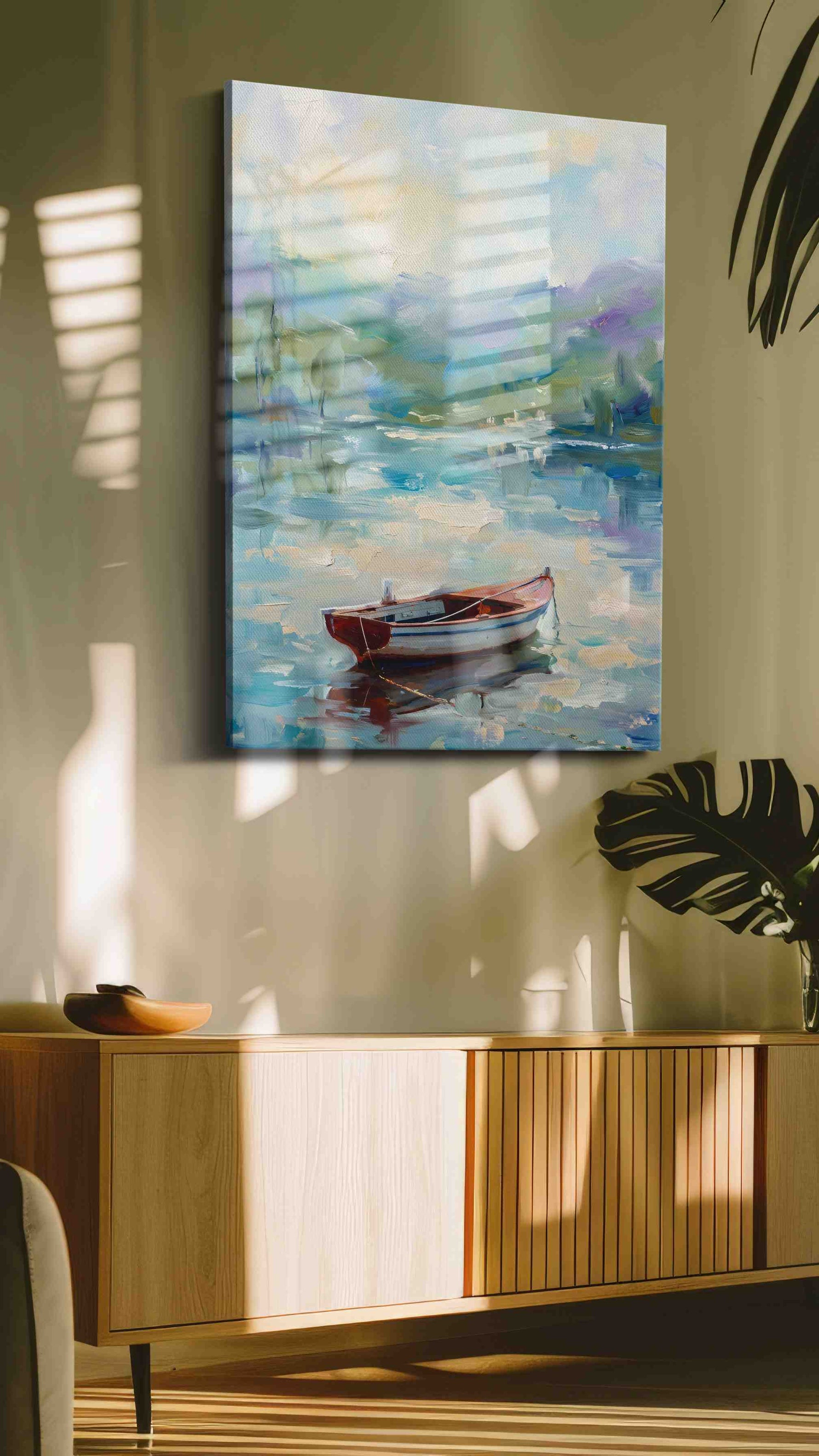 Serenity on Still Waters landscape canvas print, on wall, lifestyle preview