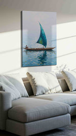 Serenity on the Open Sea sailing canvas print, displayed in a living room