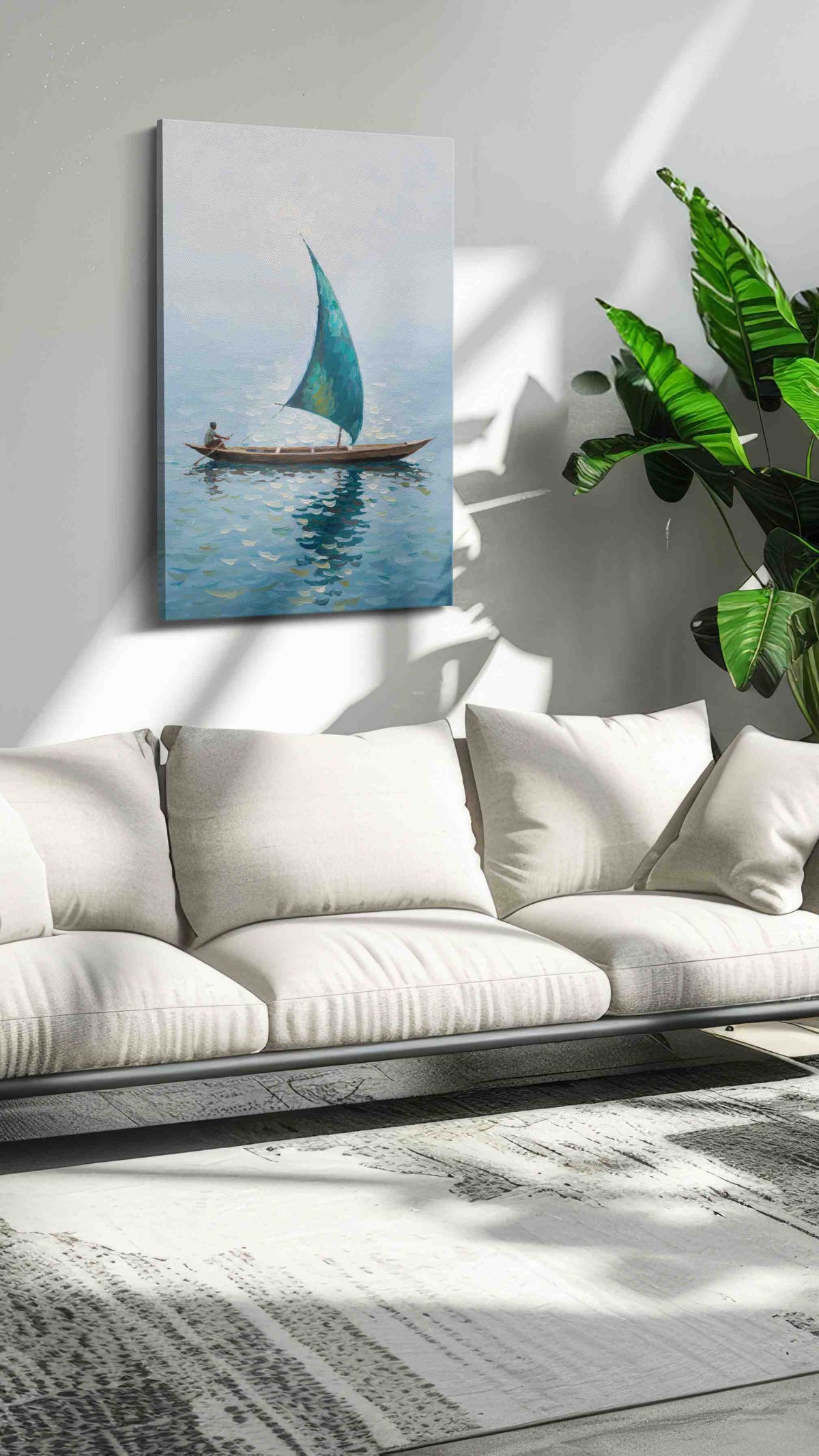 Serenity on the Open Sea sailing canvas print in a hung canvas mockup