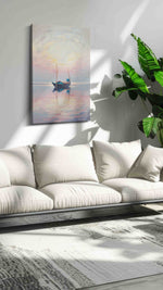 Silent Reflections at Dawn – sailing canvas wall art, gallery-wrapped, ready to hang