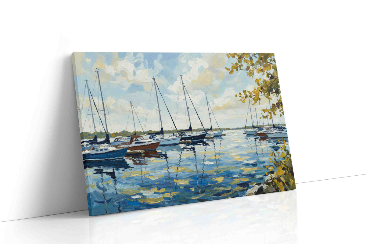 Tranquil Harbor Reflections sailing canvas print, gallery-wrapped, ready to hang