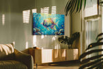 Aquatic Reverie sealife canvas print, on wall, lifestyle preview