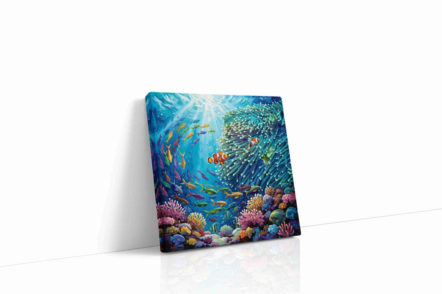 Aquatic Symphony of Color sealife canvas print gallery-wrapped square canvas studio shot