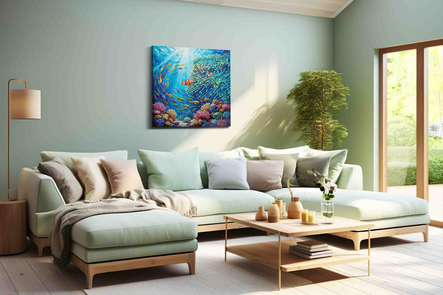 Aquatic Symphony of Color sealife canvas print, hanging on wall