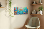 Aquatic Symphony of Colors sealife canvas print, displayed in a living room