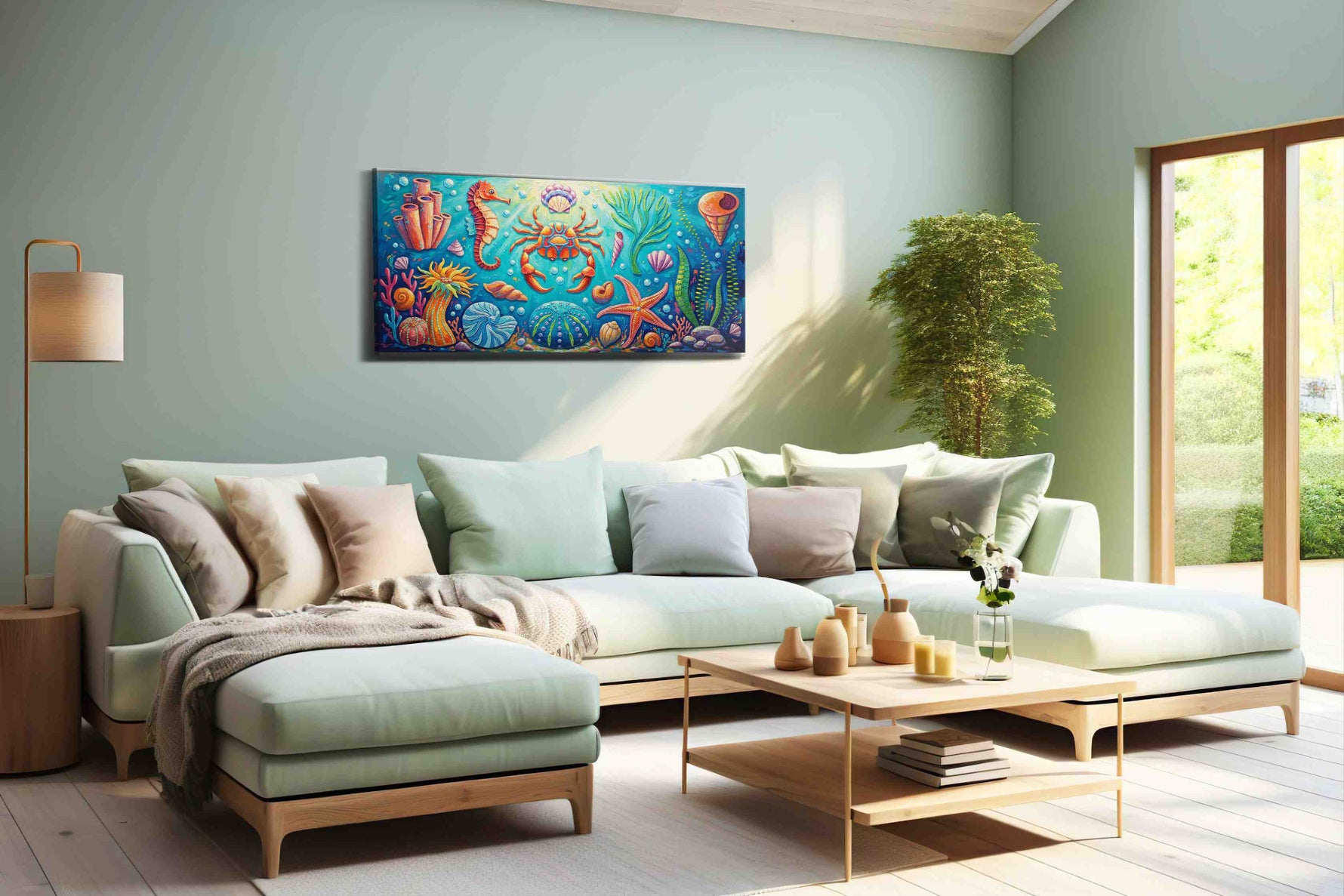 Aquatic Symphony of Colors sealife canvas print, hanging on wall