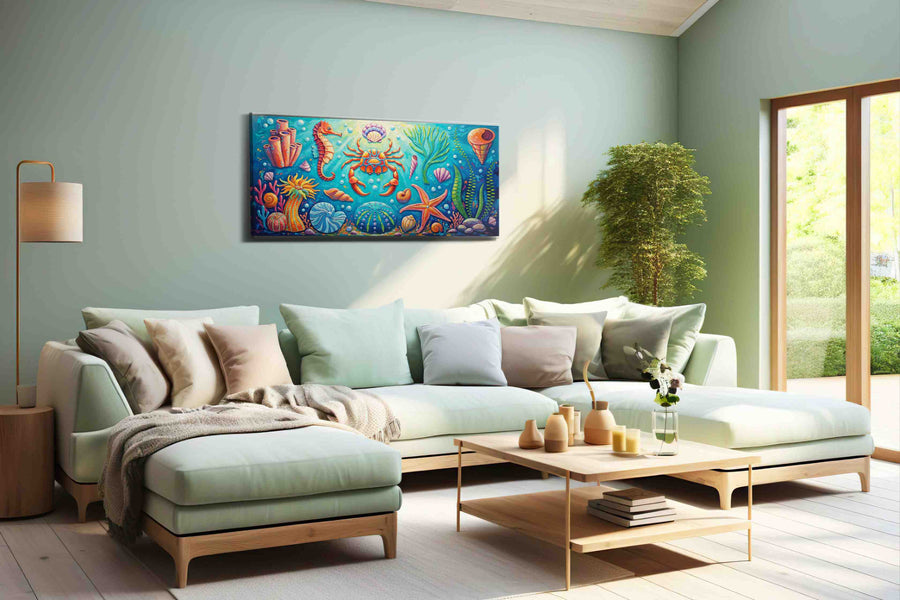 Aquatic Symphony of Colors sealife canvas print, hanging on wall