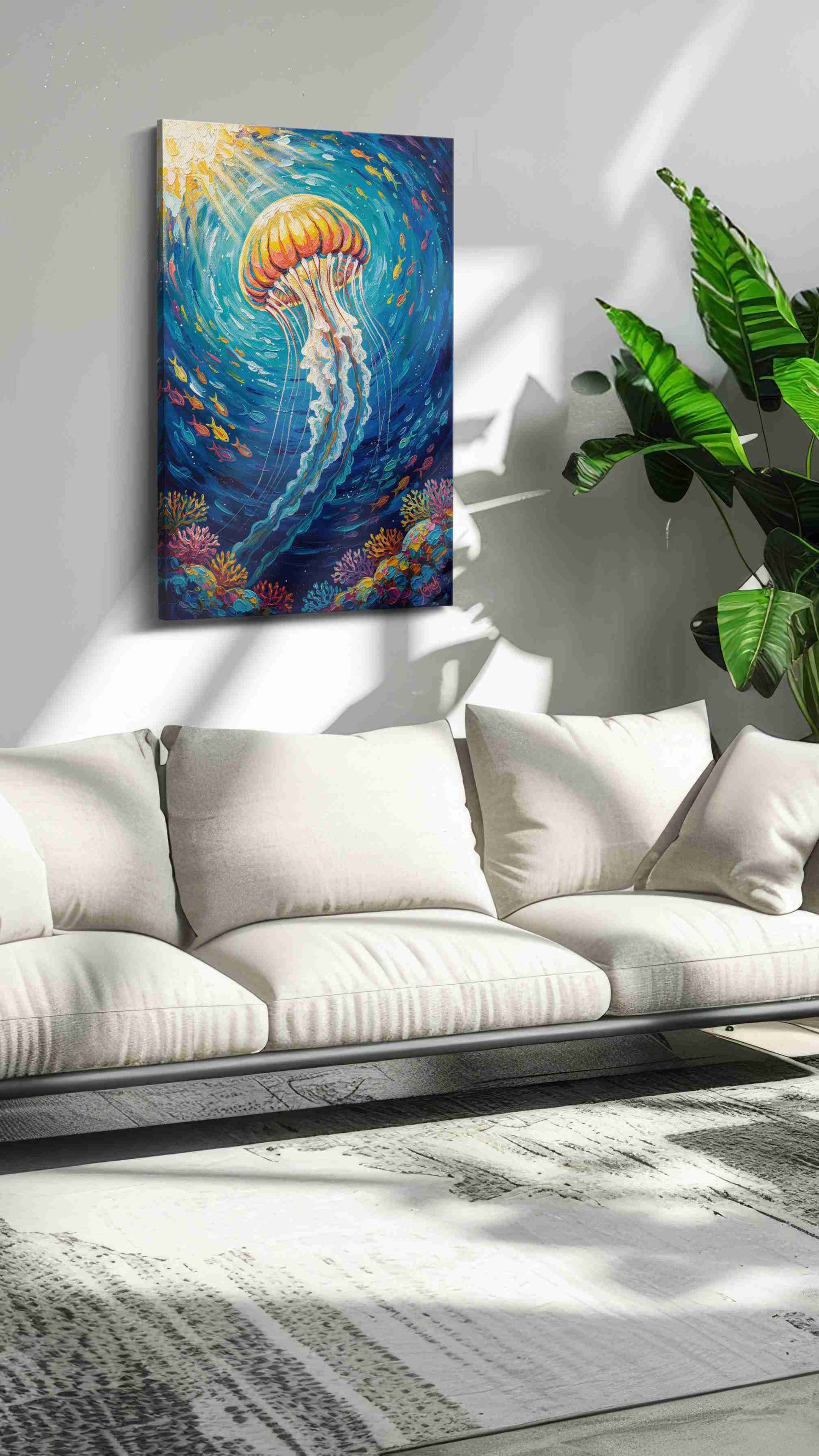 Celestial Drift – sealife canvas wall art, gallery-wrapped, ready to hang