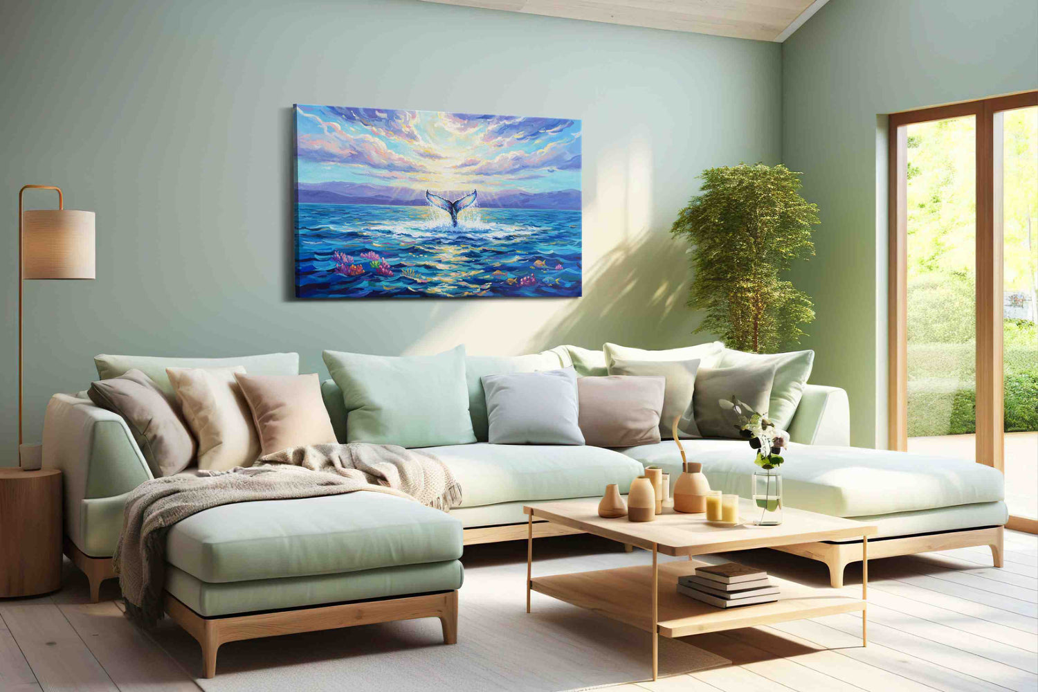 Celestial Whale Symphony – sealife canvas wall art, gallery-wrapped, ready to hang