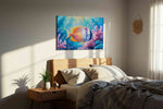 Coral Kingdom Majesty sealife canvas print, displayed in a bedroom