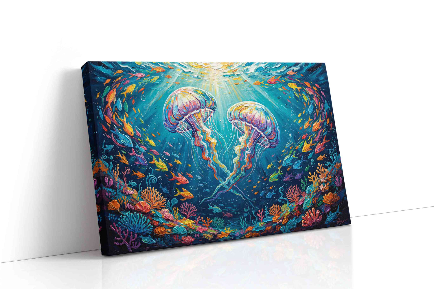 Dance of the Jellyfish sealife canvas print, gallery-wrapped, ready to hang