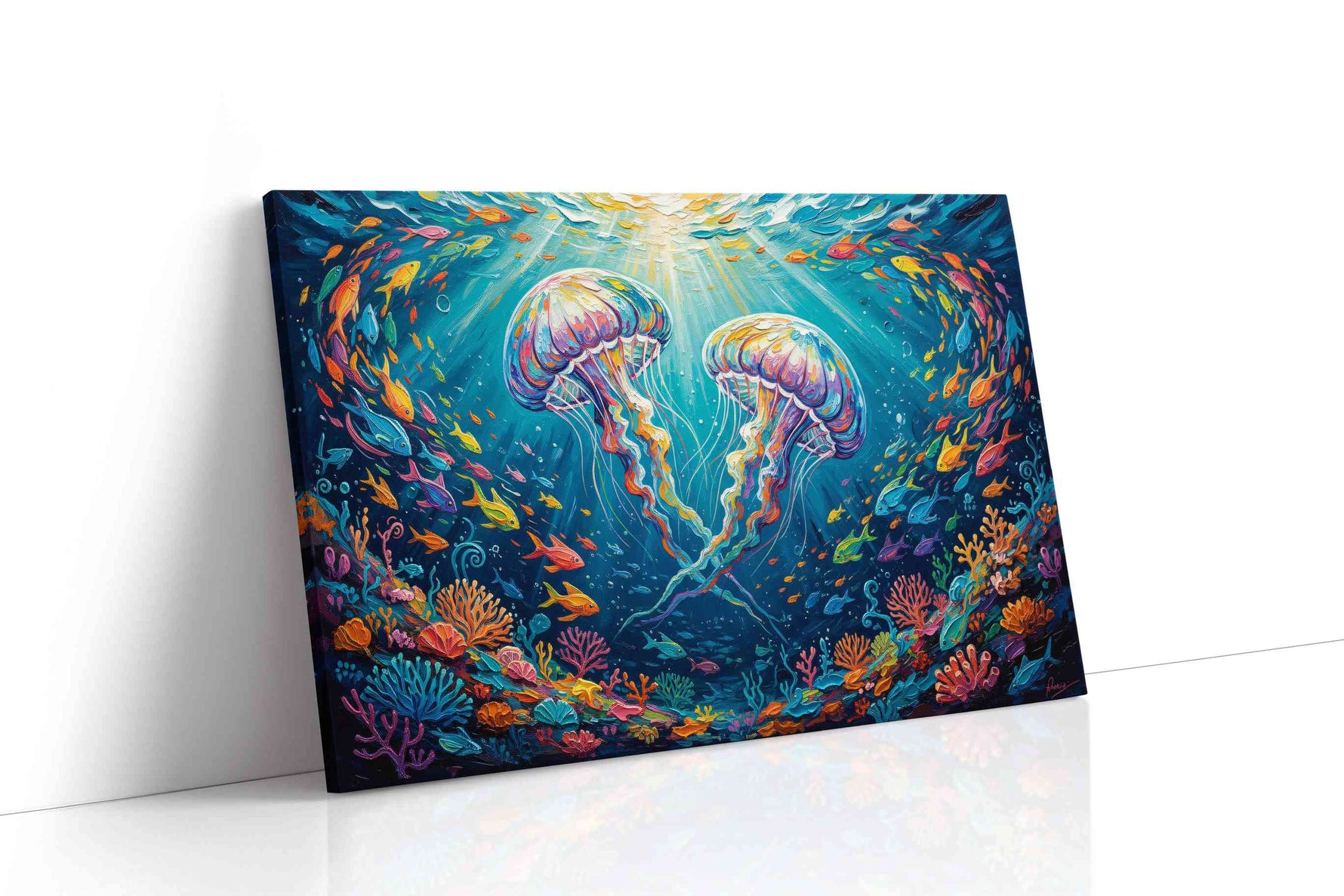 Dance of the Jellyfish sealife canvas print gallery-wrapped landscape canvas studio shot
