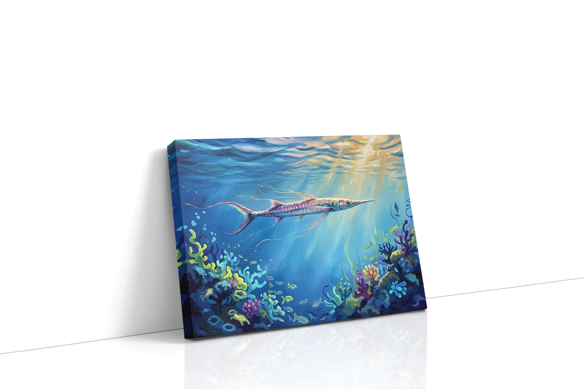 Dancing Light Beneath the Waves sealife canvas print gallery-wrapped landscape canvas studio shot
