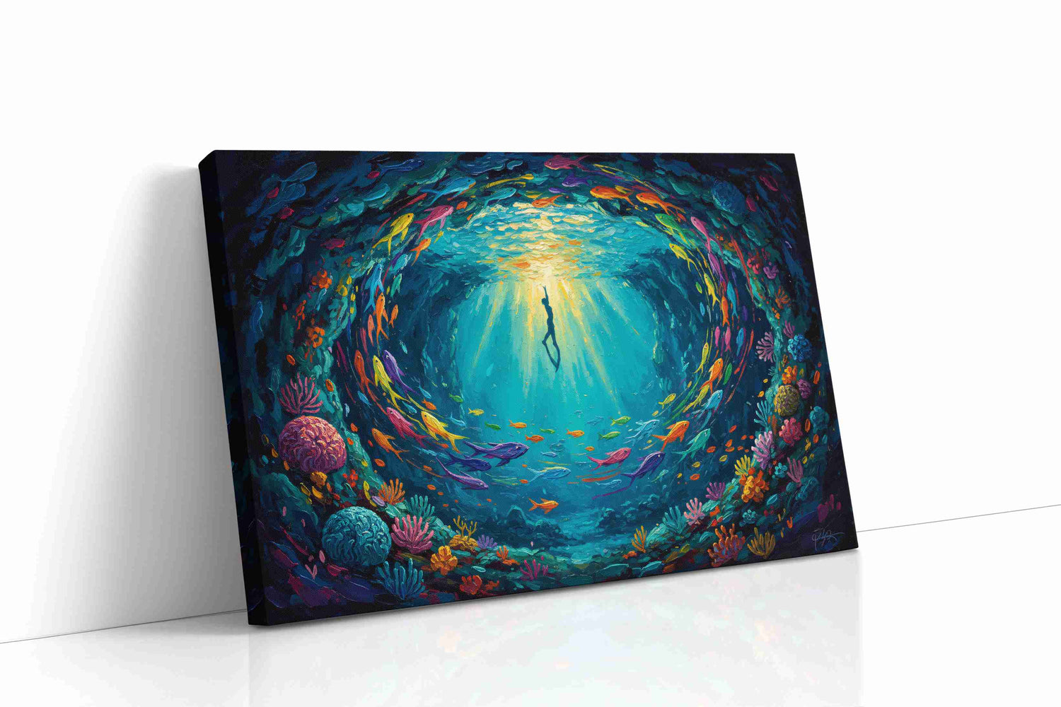 Dancing in the Deep sealife canvas print, gallery-wrapped, ready to hang