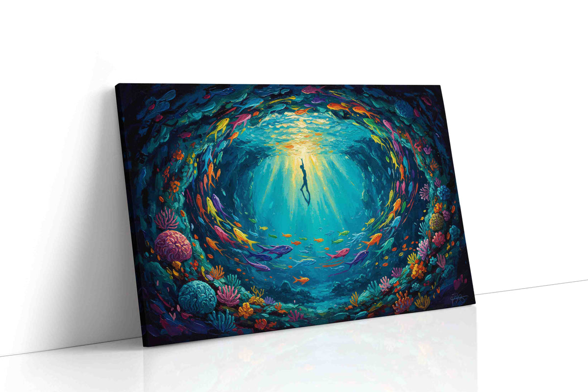 Dancing in the Deep sealife canvas print gallery-wrapped landscape canvas studio shot