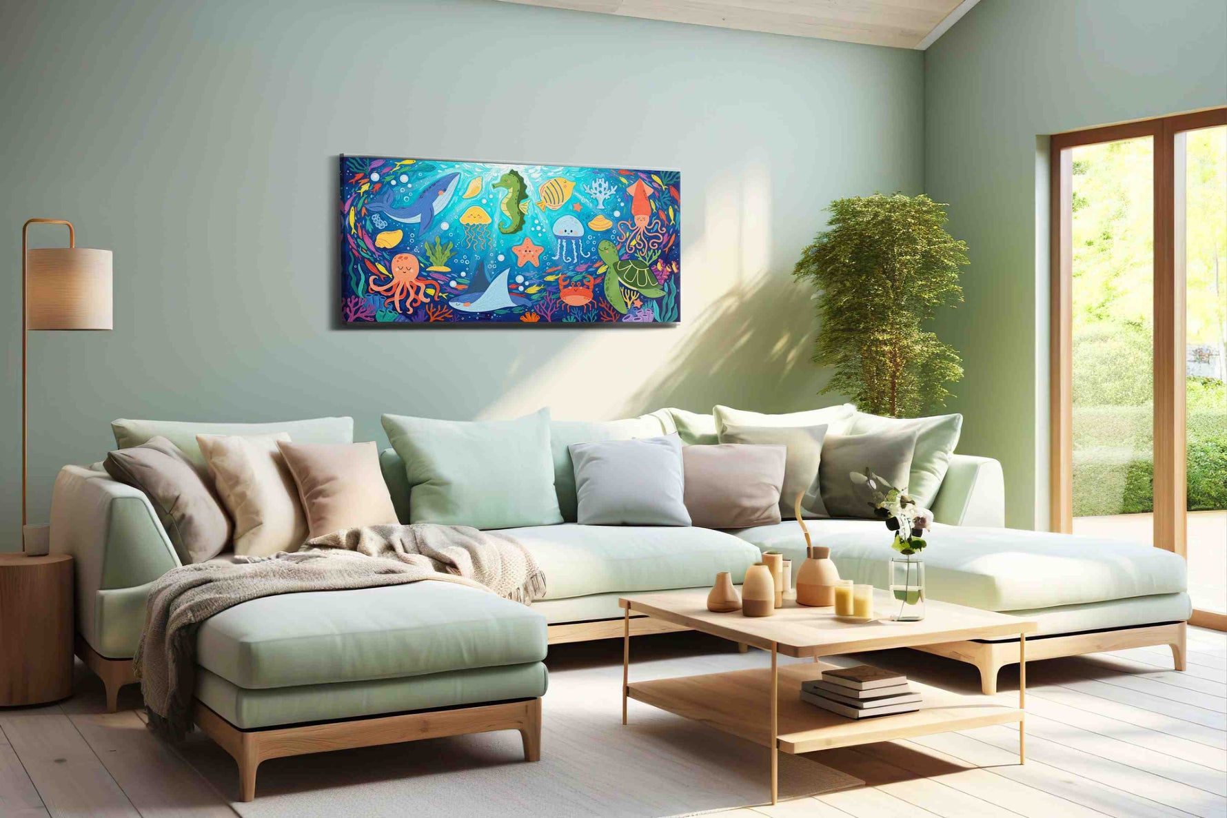 Dreamy Underwater Carnival – sealife canvas wall art, gallery-wrapped, ready to hang
