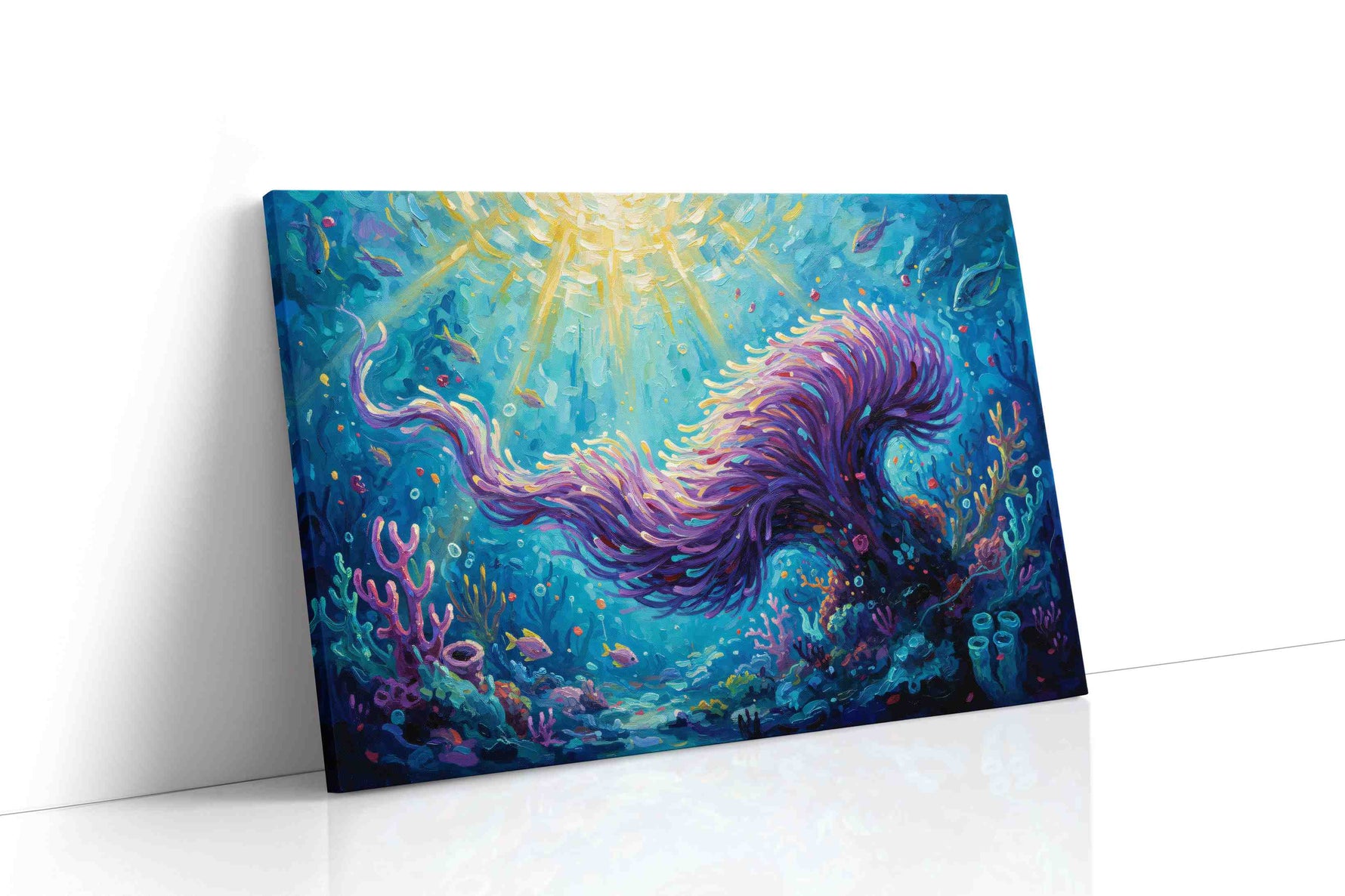 Enchanted Coral Dreamscape sealife canvas print, gallery-wrapped, ready to hang